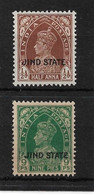INDIA - JIND 1937 ½a, 1a SG 110/111 MOUNTED MINT - Jhind