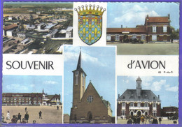 Carte Postale 62. Avion  La Gare  La Mine La Mairie  Très Beau Plan - Avion