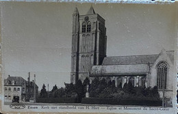 Esen Bij Diksmuide Kerk Met Standbeeld H. Hart - Diksmuide