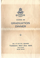 57417) Canada R.C.A.F. Miltary Graduation Menu Service Flying Training School No. 17 SFTS 1944 - Menus