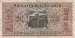 20 REICHSMARK Banknote Reichskreditkassenschein Umlaufschein ... - 20 Mark