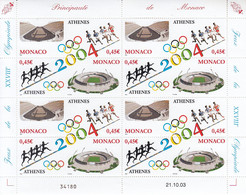 Monaco 2439 / 2440 ** Feuille .. Jeux Olympique Ete 2004 Athenes .. Neuf Ssans Charniere - Blocs