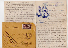 TB 3725 - 1927 - Lettre Par Avion Du MAROC - Croix - Rouge / Caporal ROUX Au 31è Bon Du Génie à RABAT Pour FRAISSES - Covers & Documents