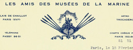 1956 ENTETE LES AMIS DU MUSEE DE LA MARINE Palais Chaillot Paris Sign. Capitaine De Vaisseau Guiot V.TEXTE B.E. - Documents Historiques