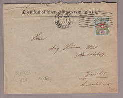 CH Portofreiheit Zu#5A 10Rp. Kl#333 Ortsbrief Christkatholischer Hülfsverein Zürich - Franchise