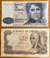 Billets 100 Et 500 Pesetas - Sonstige – Europa