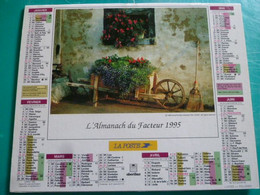 Calendrier Oberthur  1995 Brouette Fleurie Bidons Lait  Almanach  Facteur Sarthe  PTT POSTE - Formato Grande : 1991-00