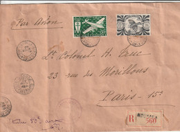 Nouvelle Calédonie Lettre Recommandée NOUMEA 29/8/1945 Pour Paris - Pli Hors Des Timbres - Briefe U. Dokumente