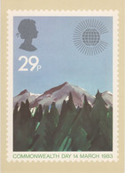 Great Britain 1983 PHQ Card Sc 1018 29p Mountains Commonwealth Day - Cartes PHQ