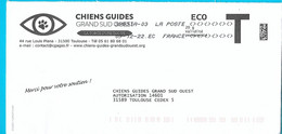 Toshiba Avec Ajout EC (écopli) Après La Date Post Réponse T Chiens Guides Aveugles Toulouse Hund Dog - Cartes/Enveloppes Réponse T