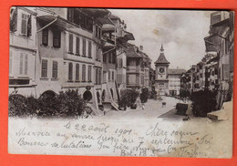 Vaqa-26 Gruyères Dos Simple, Cachet Militaire 1901 Morat Et Bellevue Genève. - Gruyères