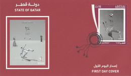 Poster Of Qatar 2022 FIFA World Cup Soccer - Official First Day Cover FDC With PERFORATED M/S From Qatar Post & FIFA - 2022 – Qatar