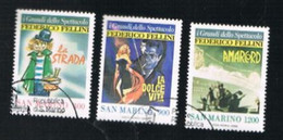 SAN MARINO - UNIF. 1233.1235 - 1988  CINEMA: F. FELLINI    (COMPLET SET OF 3) - USED° - Used Stamps