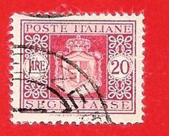 1945 (96) Segnatasse Stemma Senza Fasci Filigrana Ruota Lire 20 (usato) - Postage Due