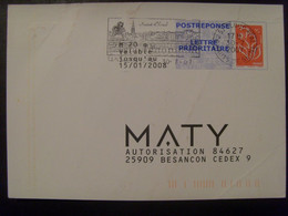 18002- CP Réponse Lamouche Phil@poste MATY, Validité Jusqu'au 15/01/08, Agr. 07P410, Pas Courant En Obl, Thème Bijou - PAP: Ristampa/Lamouche
