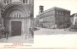 CPA Italie - Umbria - Perugia - Palazzo Municipale E Porta Principale - Tipografia Umbria - Dos Non Divisé - Perugia