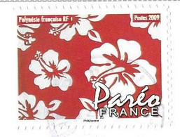 POLYNESIE FRANCAISE - LE PAREO FLEURS, TIMBRE DE 2009 OBLITERATIONS RONDES PUNAAUIA TAHITI , VOIR LES SCANNERS - Oblitérés