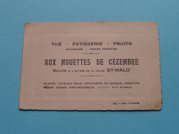 Thé - Patisserie - Fruits AUX MOUETTES DE CEZEMBRE > Sillon - St. MALO ( Voir / Zie Scan ) ! - Visitekaartjes