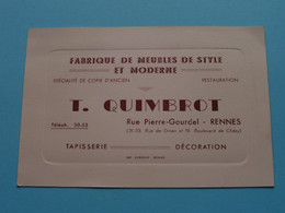 T. QUIMBROT Fabrique De Meubles à RENNES ( Voir / Zie Scan ) ! - Cartes De Visite
