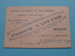 Maison De Tissus PROSPER LAPEYRE Rue Timbal ALBI ( Tarn ) ( Voir / Zie Scan ) ! - Visiting Cards
