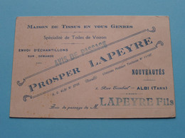 Maison De Tissus PROSPER LAPEYRE Rue Timbal ALBI ( Tarn ) ( Voir / Zie Scan ) ! - Cartes De Visite