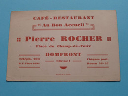 Café-Restaurant " Au Bon Accueil " PIERRE ROCHER > DOMFRONT ( Orne ) > ( Voir / Zie Scan ) ! - Visitenkarten