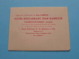 Hotel-Restaurant JEAN DARROZE Villeneuve-de-Marsan ( Landes ) Qualité Des Vins ( Voir / Zie Scan ) Raymond Baudouin ! - Visitekaartjes