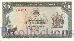 RHODESIA 10 DOLLARS 1975 PICK 33g VF - Rhodesië