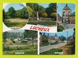 80 LUCHEUX En 4 Vues N°84 6443 En 1996 Jeux De Tennis Place Camping Monument Beffroi Citroën 2CV - Lucheux