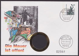 PU 137 Y B 1/01 "Die Mauer Ist Offen", Ohne Münze, Pass. Stempel - Enveloppes Privées - Oblitérées