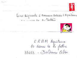 Annulation Mécanique De Sécurité à L'arrivée, Empreintes (2 Lignes Droites) Sur Toshiba Bordeaux Centre De Tri - Storia Postale