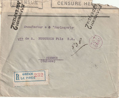 Griechenland Zensur Brief Per Einschreiben 1919 - Covers & Documents