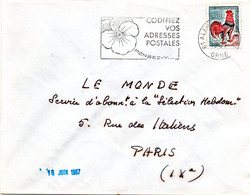 ORNE - Dépt N° 61 = ALENCON ENTREPOT 1967 = FLAMME Codée =  SECAP Multiple ' PENSEZ + CODIFIEZ' = Pensée N° 1 - Codice Postale