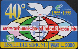 ITALIA - 3315 C&C 222 GOLDEN - PRIVATE PUBBLICHE - SIMONE 40° ITALIA ALLE NAZIONI UNITE - USATA - Private-Omaggi