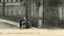 La Flèche * Rue Et Entrée Du Château Des Carmes * Landau Ancien Pram Kinderwagen Nounous Nourrices Bébé - La Fleche