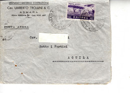 ERITREA  1937 - Lettera PA Per Italia -.- - Marcophilie (Avions)