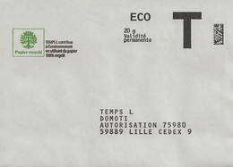 Lettre T, Eco 20g, Temps L - Cartas/Sobre De Respuesta T
