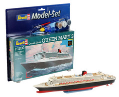 Revell - SET Paquebot QUEEN MARY 2 Cunard + Peintures + Colle Maquette Kit Plastique Réf. 65808 Neuf NBO 1/1200 - Boats