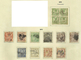 ESPAÑA 1873 - CORONA MURAL Y ALEGORIA DE ESPAÑA EDIFIL 130-140 (VER IMAGEN) - Used Stamps