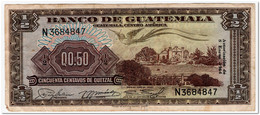 GUATEMALA,1/2 QUETZAL,1964,P.51,F-VF - Guatemala