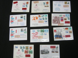 DDR , Ganzsachen , 11 Karten Als Einschreiben Oder Eilbote, Währungsmischfrankaturen - Privatpostkarten - Gebraucht