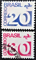 Timbre Du Brésil 1972 Numeral And P.T.T. Symbol  Stampworld N° 1360 Et 1361 - Oblitérés