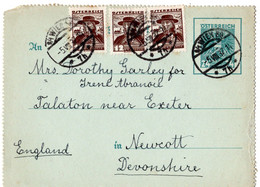 62597 - Oesterreich - 1937 - 24g GAKartenbf M ZusFrankatur WIEN -> Grossbritannien - Lettres & Documents