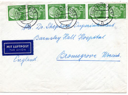 62609 - Bund - 1959 - 6@10Pfg Heuss I A LpBf STUTTGART -> Grossbritannien - Covers & Documents