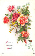 Delcampe - Carte Mignonette 11 X 7 Fantaisie BONNE ANNEE   Fleur - Neujahr