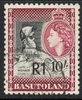 Basutoland 1961 R1 On 10/- Definitive Surcharge, Type II, Used, SG 68a (BA) - 1933-1964 Colonia Británica