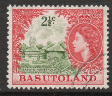 Basutoland 1961-3 Definitives 2½c Pale Yellow-green & Rose-red Shade, Used, SG 72a (BA) - 1933-1964 Colonia Británica