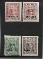 INDIA - INDORE 1904 - 1906 OFFICIALS ½a Lake, ½a Brown-lake, 1a, 2a SG S2,S2d,S3,S4 UNMOUNTED MINT/LIGHTLY MOUNTED MINT - Holkar