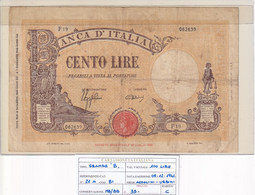 ITALIA 100 LIRE 09-12-1942 CAT. N° 21A - 100 Liras