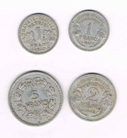 Lot De 4 Monnaies Aluminium France Francisque 1943 1 Franc 1941 2 Francs 1946 5 Francs 1947 - Sammlungen